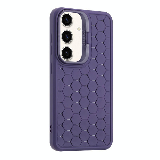 For Samsung Galaxy A14 4G/5G Honeycomb Radiating Lens Holder TPU Phone Case(Purple)