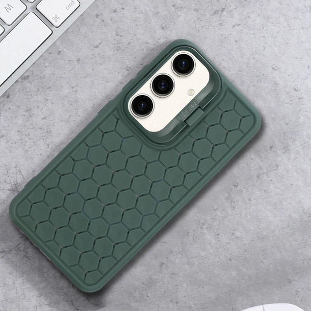 For Samsung Galaxy A14 4G/5G Honeycomb Radiating Lens Holder TPU Phone Case(Green)