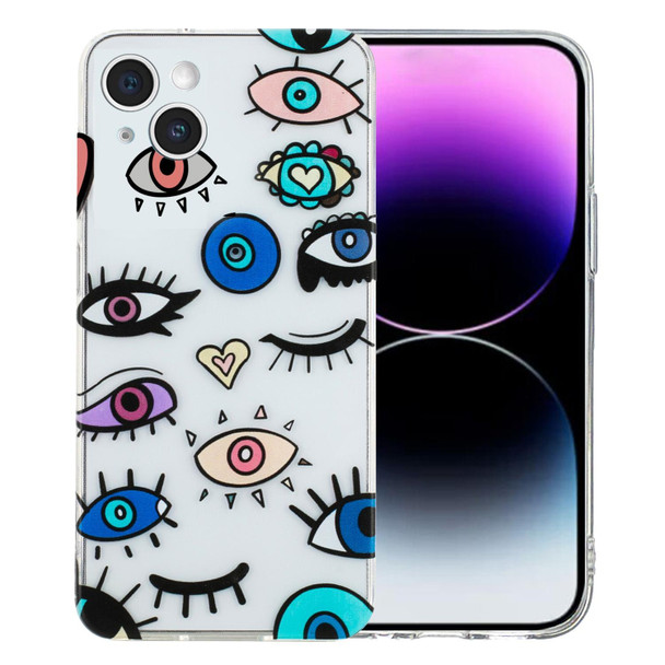 For iPhone 15 Plus Colorful Painting Pattern TPU Phone Case(Eye Monster)