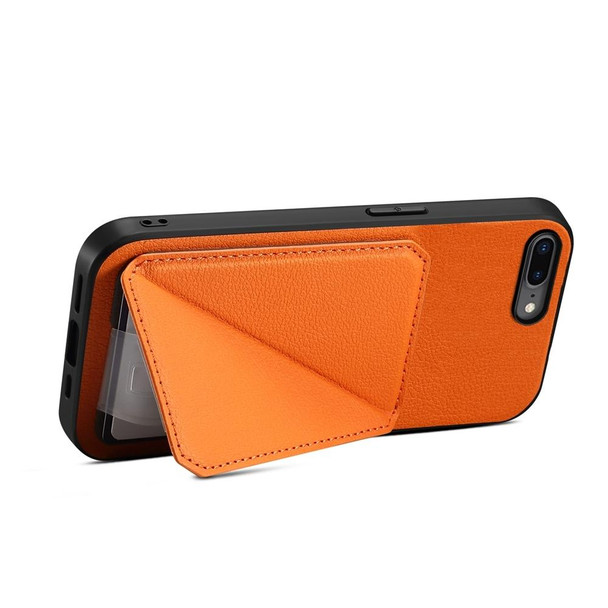 For iPhone 7 Plus / 8 Plus D04 Calf Texture Dual Card Slot Holder Phone Case(Orange)