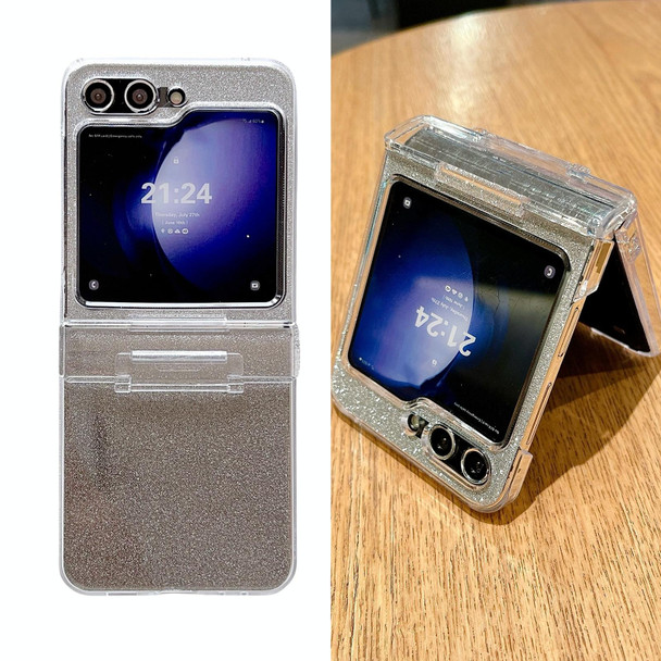 For Samsung Galaxy Z Flip5 5G Skin Feel PC Flash Paper Shockproof Phone Case(Black Silver Gradient)