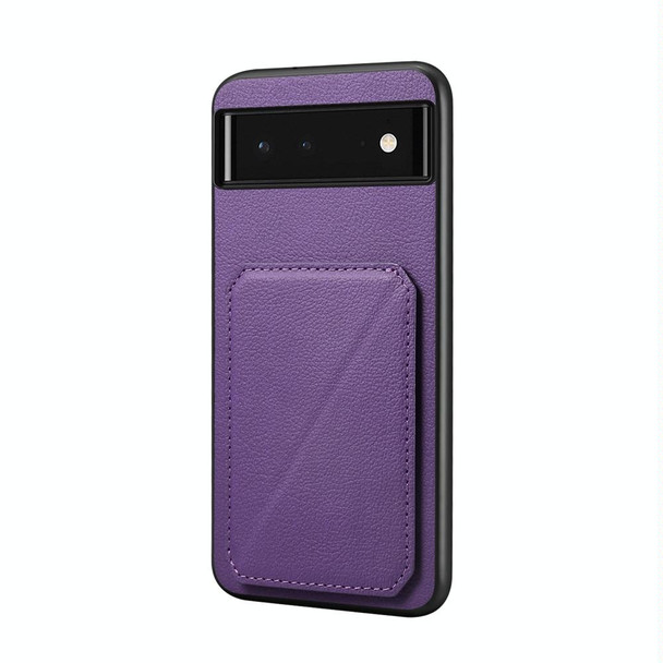 For Google Pixel 6 D04 Calf Texture Dual Card Slot Holder Phone Case(Purple)