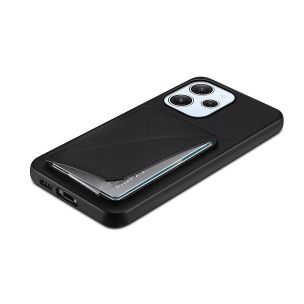 For Xiaomi Redmi 12 / Note 12R D04 Calf Texture Dual Card Slot Holder Phone Case(Black)