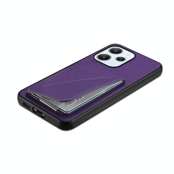 For Xiaomi Redmi 12 / Note 12R D04 Calf Texture Dual Card Slot Holder Phone Case(Purple)