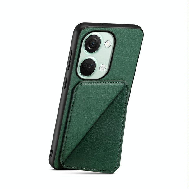 For OnePlus Ace 2V D04 Calf Texture Dual Card Slot Holder Phone Case(Green)