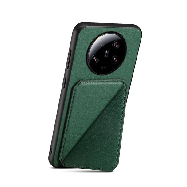 For Xiaomi 13 Ultra D04 Calf Texture Dual Card Slot Holder Phone Case(Green)