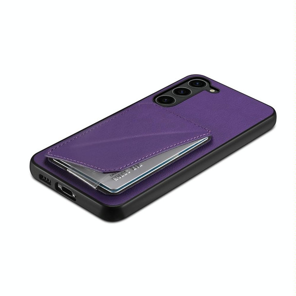 For Samsung Galaxy S23 FE 5G D04 Calf Texture Dual Card Slot Holder Phone Case(Purple)