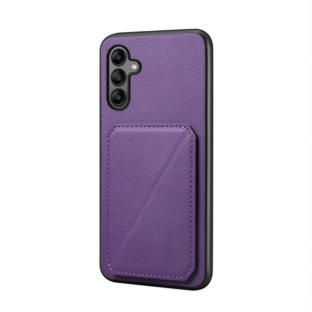 For Samsung Galaxy A05s D04 Calf Texture Dual Card Slot Holder Phone Case(Purple)