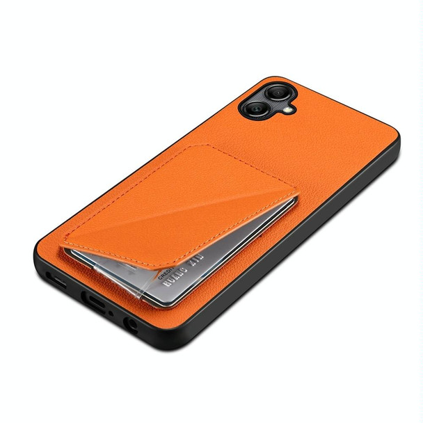 For Samsung Galaxy A05 D04 Calf Texture Dual Card Slot Holder Phone Case(Orange)