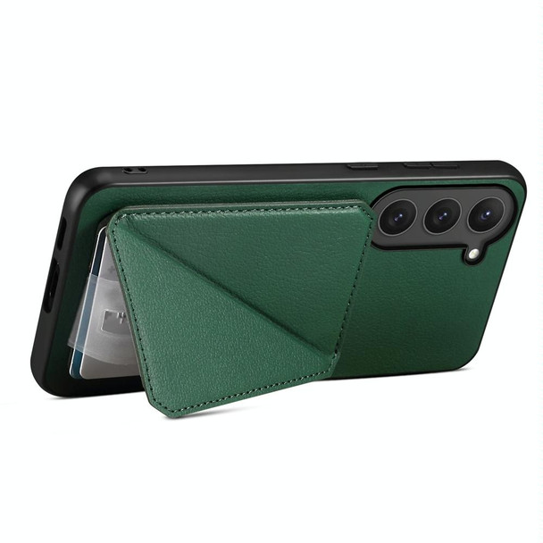 For Samsung Galaxy S23 5G D04 Calf Texture Dual Card Slot Holder Phone Case(Green)