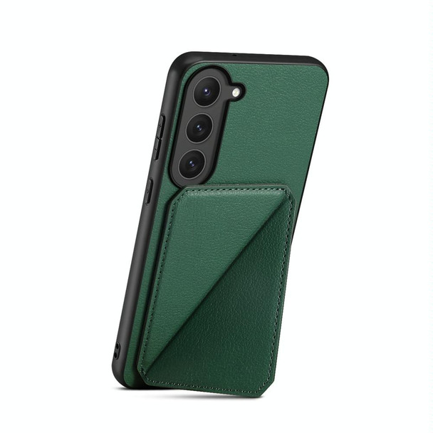 For Samsung Galaxy S23 5G D04 Calf Texture Dual Card Slot Holder Phone Case(Green)