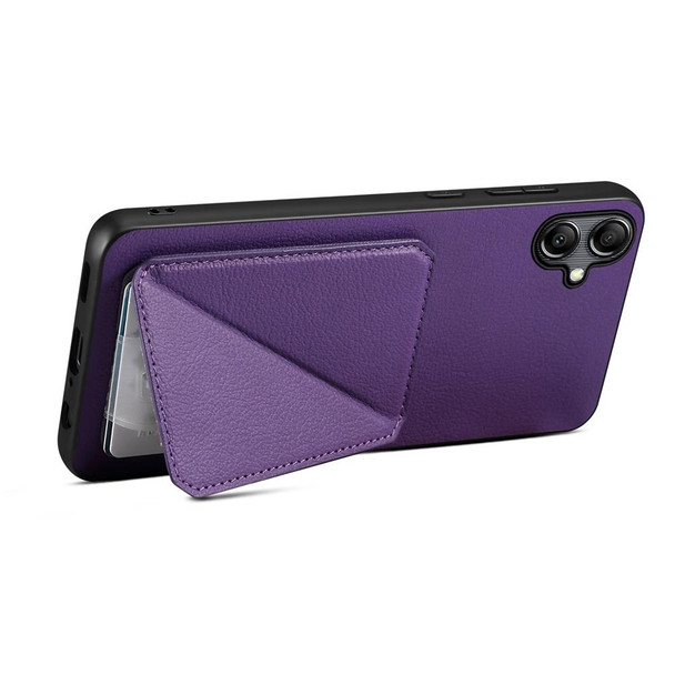 For Samsung Galaxy A05 D04 Calf Texture Dual Card Slot Holder Phone Case(Purple)