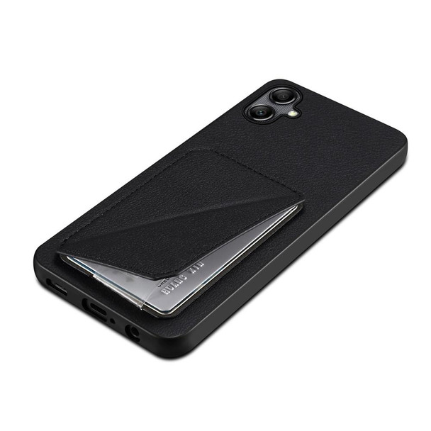 For Samsung Galaxy A05 D04 Calf Texture Dual Card Slot Holder Phone Case(Black)