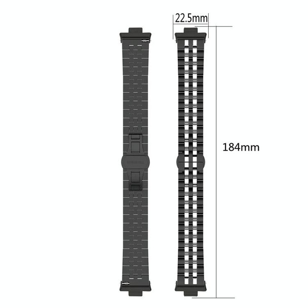 For Xiaomi Mi Band 8 Pro Five-bead Butterfly Buckle Metal Watch Band(Silver Black A)