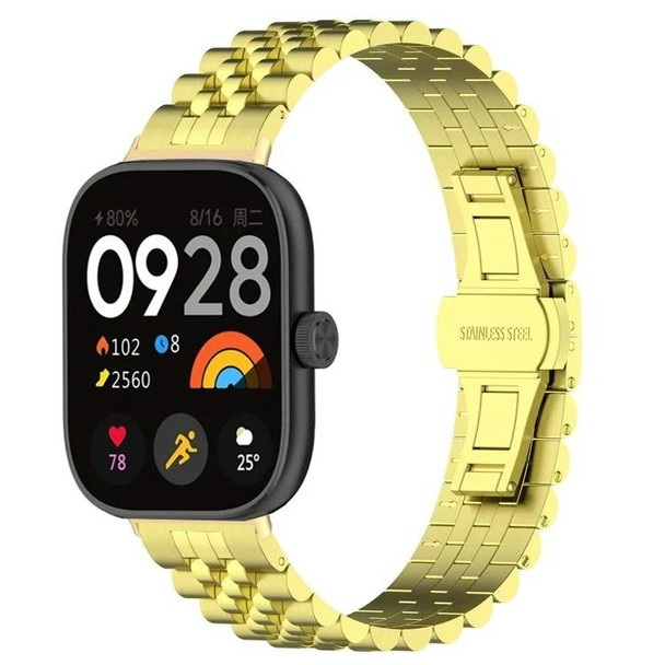 For Xiaomi Mi Band 8 Pro Five-bead Butterfly Buckle Metal Watch Band(Gold)