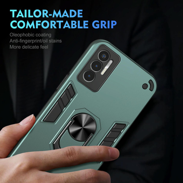For Tecno Pova 3 Shockproof Metal Ring Holder Phone Case(Green)