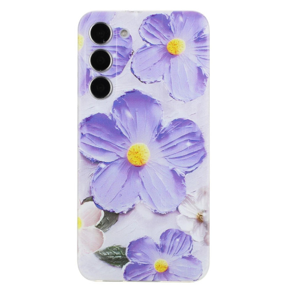 For Samsung Galaxy S23+ 5G Colorful Painting Pattern TPU Phone Case(Purple Flowers)