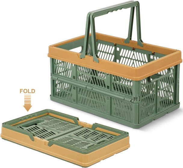 Fine Living- Foldable Easy Carry Storage Crate Green