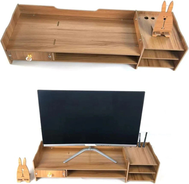 2 in 1 Wooden Monitor Stand and Desk Organizer