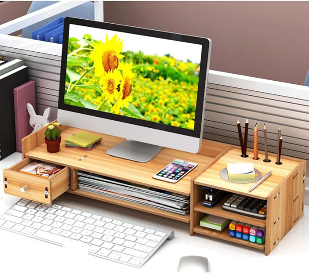 2 in 1 Wooden Monitor Stand and Desk Organizer