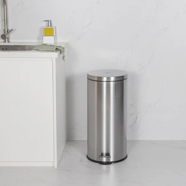 Casa Roma 5Litre + 30Litre Stainless Steel Pedal Bin Combo Set - Silver