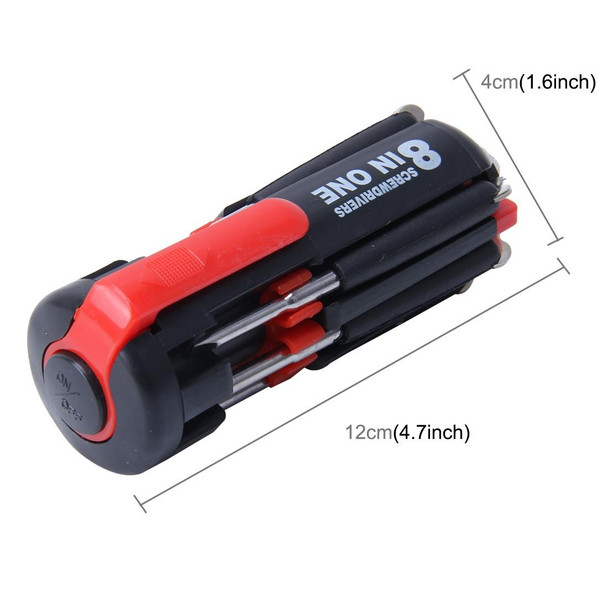 8 in 1 Multifunctional Portable Screwdriver with LED Torch