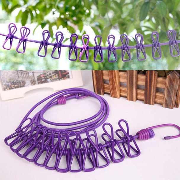 Set of 2 Clothes Drying Rope with Clips
