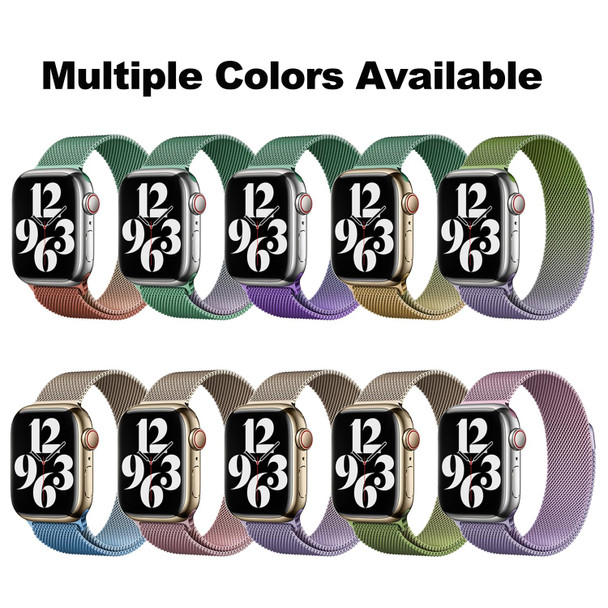 For Apple Watch Series 3 38mm Milan Gradient Loop Magnetic Buckle Watch Band(Gold Lavender)