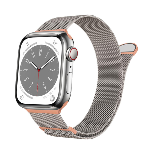 For Apple Watch SE 2023 44mm Two Color Milanese Loop Magnetic Watch Band(Starlight Orange)