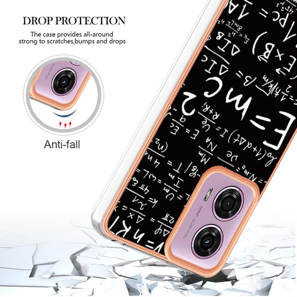 For Motorola Moto G04 4G / G24 4G Electroplating Marble Dual-side IMD Phone Case(Equation)