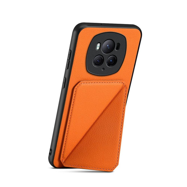 For Honor Magic6 Pro 5G D04 Calf Texture Dual Card Slot Holder Phone Case(Orange)
