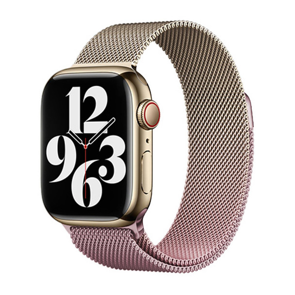 For Apple Watch Series 2 42mm Milan Gradient Loop Magnetic Buckle Watch Band(Gold Light Pink)