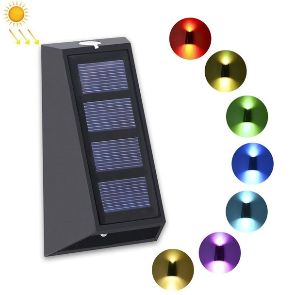 2 PCS N771 Solar Wall Light Up And Down Lights Outdoor Wall Lights Garden Light(Colorful Light)
