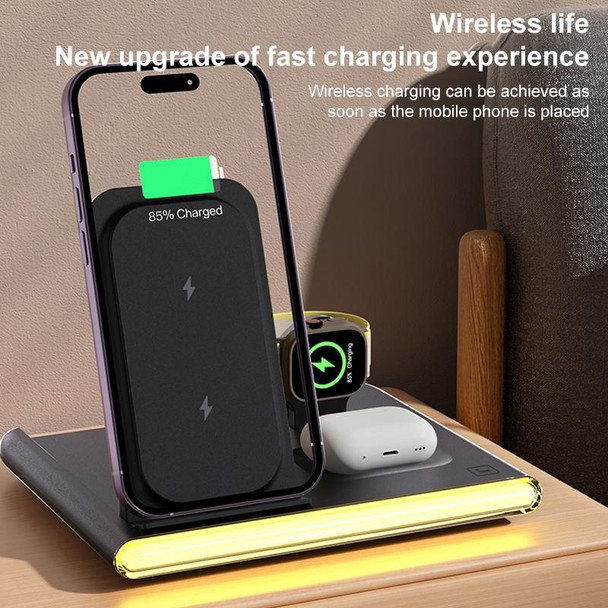 C27 15W 4 in 1 Foldable Magnetic Wireless Charger with Ambient Light (Black)