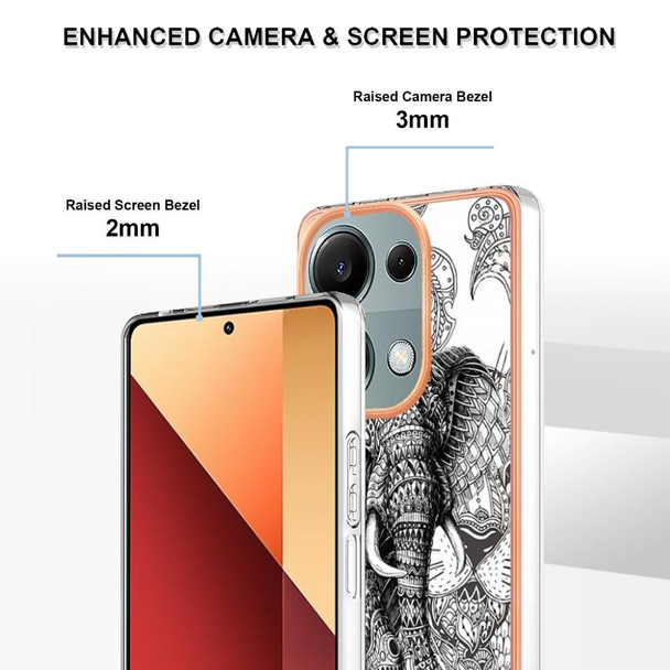 For Xiaomi Redmi Note 13 Pro 4G/Poco M6 Pro 4G Electroplating Marble Dual-side IMD Phone Case(Totem Elephant)