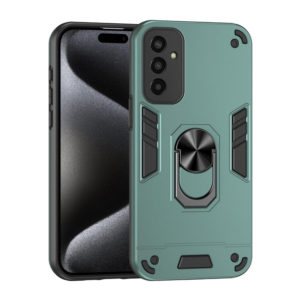 For Samsung Galaxy M13 Shockproof Metal Ring Holder Phone Case(Green)