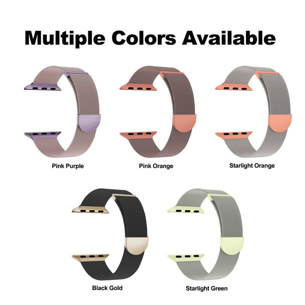 For Apple Watch Series 6 44mm Two Color Milanese Loop Magnetic Watch Band(Starlight Orange)