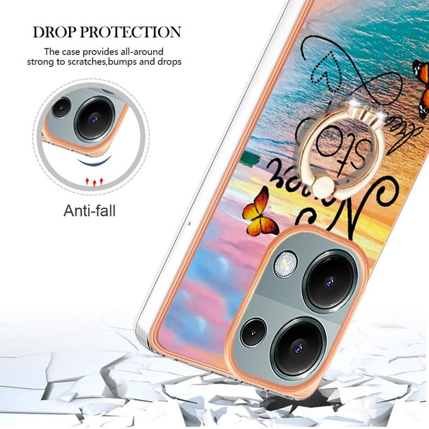 For Xiaomi Redmi Note 13 Pro 4G/Poco M6 Pro 4G Electroplating IMD TPU Phone Case with Ring(Dream Butterfly)