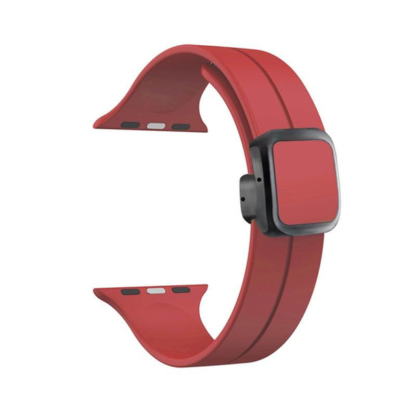 For Apple Watch 38mm Magnetic Square Buckle Silicone Watch Band(Red)