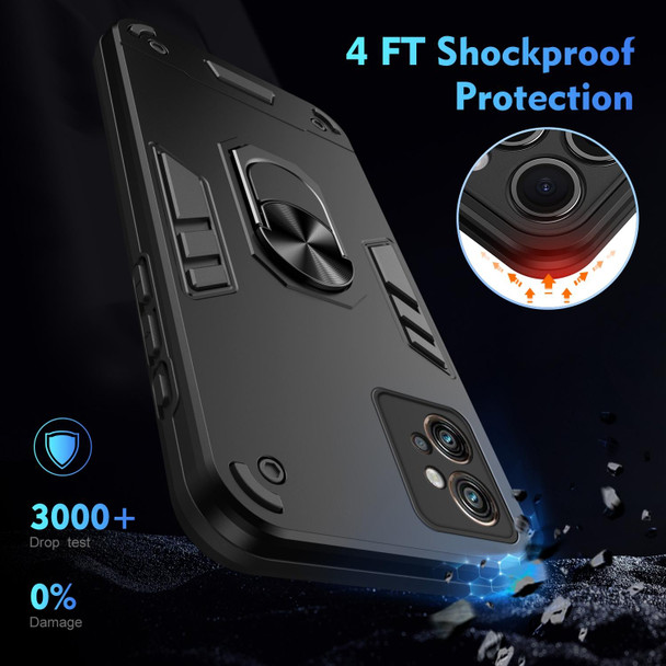 For Motorola Moto G32 Shockproof Metal Ring Holder Phone Case(Black)