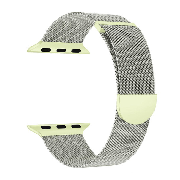 For Apple Watch Series 5 40mm Two Color Milanese Loop Magnetic Watch Band(Starlight Green)