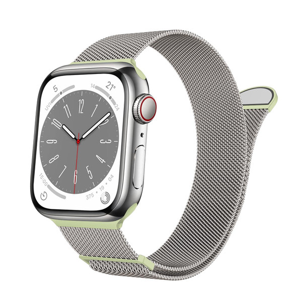 For Apple Watch Series 5 40mm Two Color Milanese Loop Magnetic Watch Band(Starlight Green)