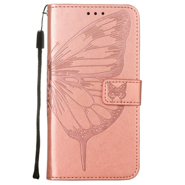 Alcatel 1L 2021 Embossed Butterfly Leatherette Phone Case(Rose Gold)