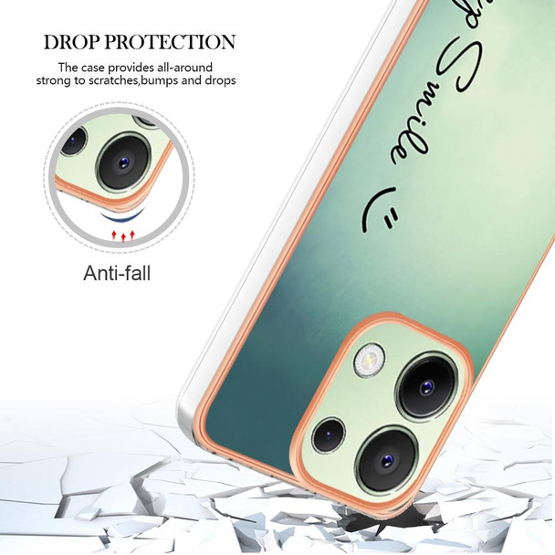 For Xiaomi Redmi Note 13 4G Global Electroplating Marble Dual-side IMD Phone Case(Smile)