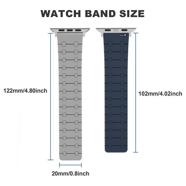 For Apple Watch Series 9 45mm Two Color Loop Magnetic Silicone Watch Band(Black+Grey)