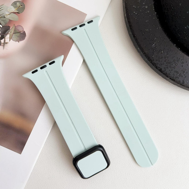 For Apple Watch Series 3 42mm Magnetic Square Buckle Silicone Watch Band(Sapphire Blue)
