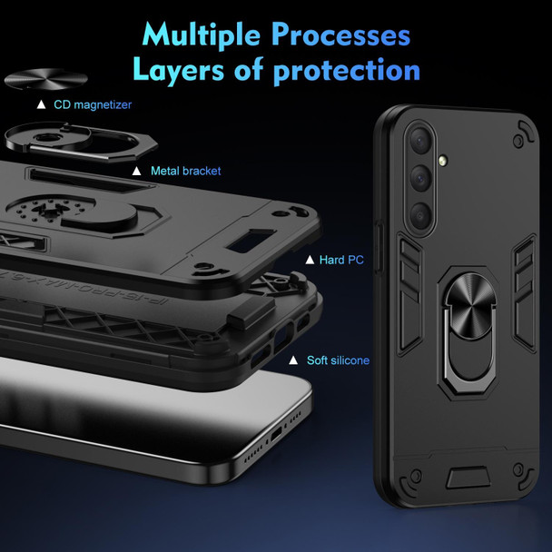 For Samsung Galaxy M54 Shockproof Metal Ring Holder Phone Case(Black)