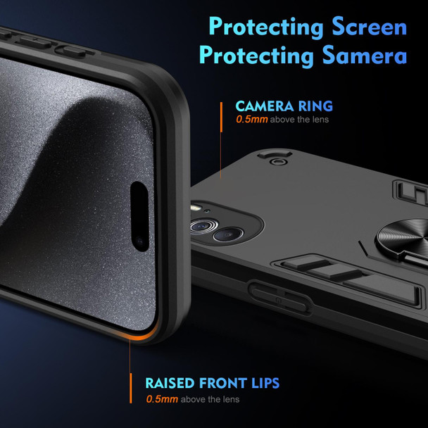 For Motorola Edge X30 Shockproof Metal Ring Holder Phone Case(Black)