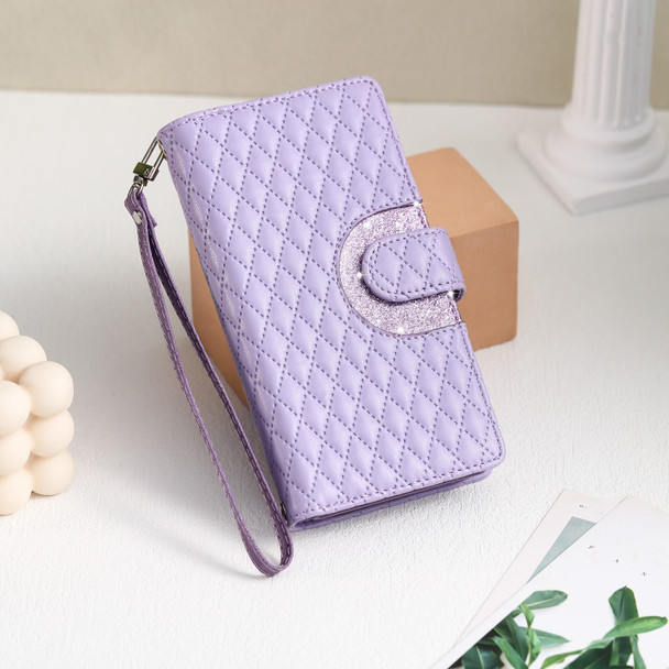 For Xiaomi Redmi 12C / 11A Glitter Lattice Zipper Wallet Leather Phone Case(Purple)