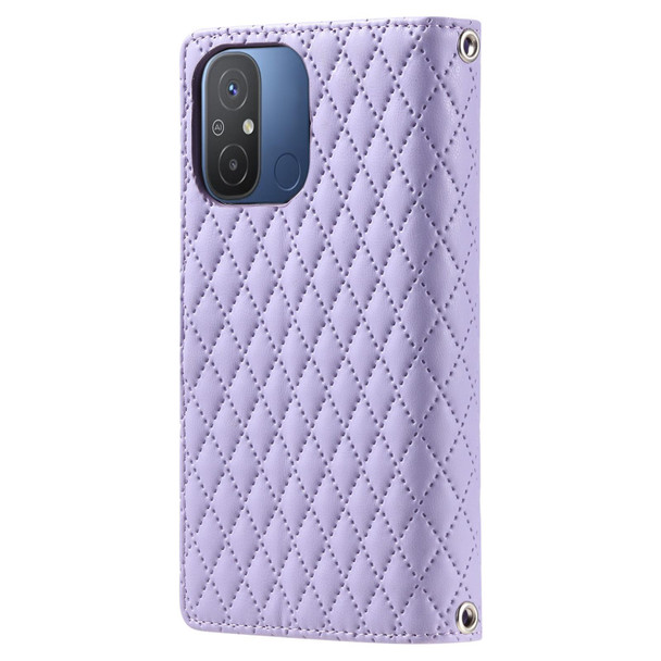 For Xiaomi Redmi 12C / 11A Glitter Lattice Zipper Wallet Leather Phone Case(Purple)